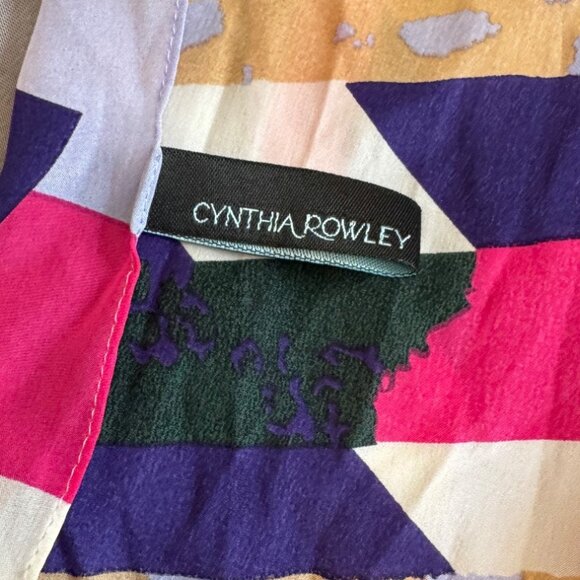 Cynthia Rowley Abstract Multicolor 100% Silk Scarf - Picture 6 of 10